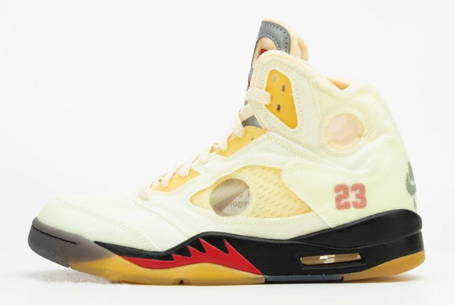 Off-White x Air Jordan 5 'Sail' DH8565-100 - A Fusion of Style and Heritage
