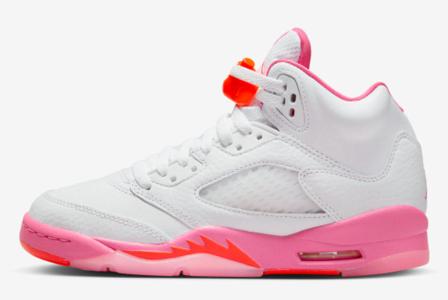 Air Jordan 5 GS 'WNBA' White/Pinksicle-Safety Orange 440892-168 - Limited Edition Basketball Sneakers