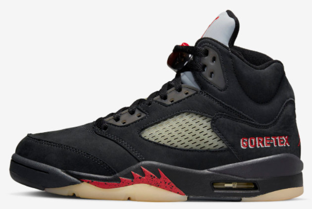 Air Jordan 5 Gore-Tex 'Off Noir' - Sleek Off-Noir/Fire Red-Black-Muslin Sneakers