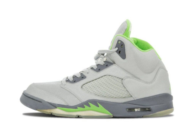 Air Jordan 5 'Green Bean' Silver/Green Bean-Flint Grey: Stylish & Classic Air Jordan Sneakers