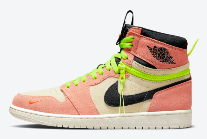 Air Jordan 1 High Switch Cream/Peach-Neon-Black CW6576-800- Stylish and Versatile Sneakers