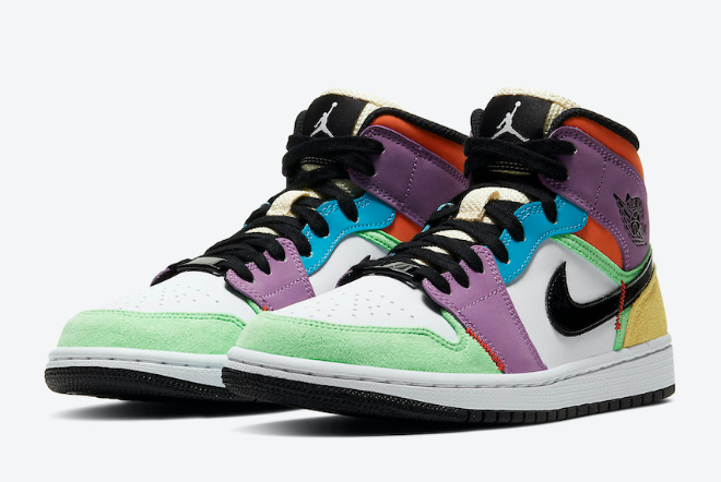 Air Jordan 1 Mid SE 'Lightbulb' Multi-Color CW1140-100: Trendy Sneakers for a Stylish Look.