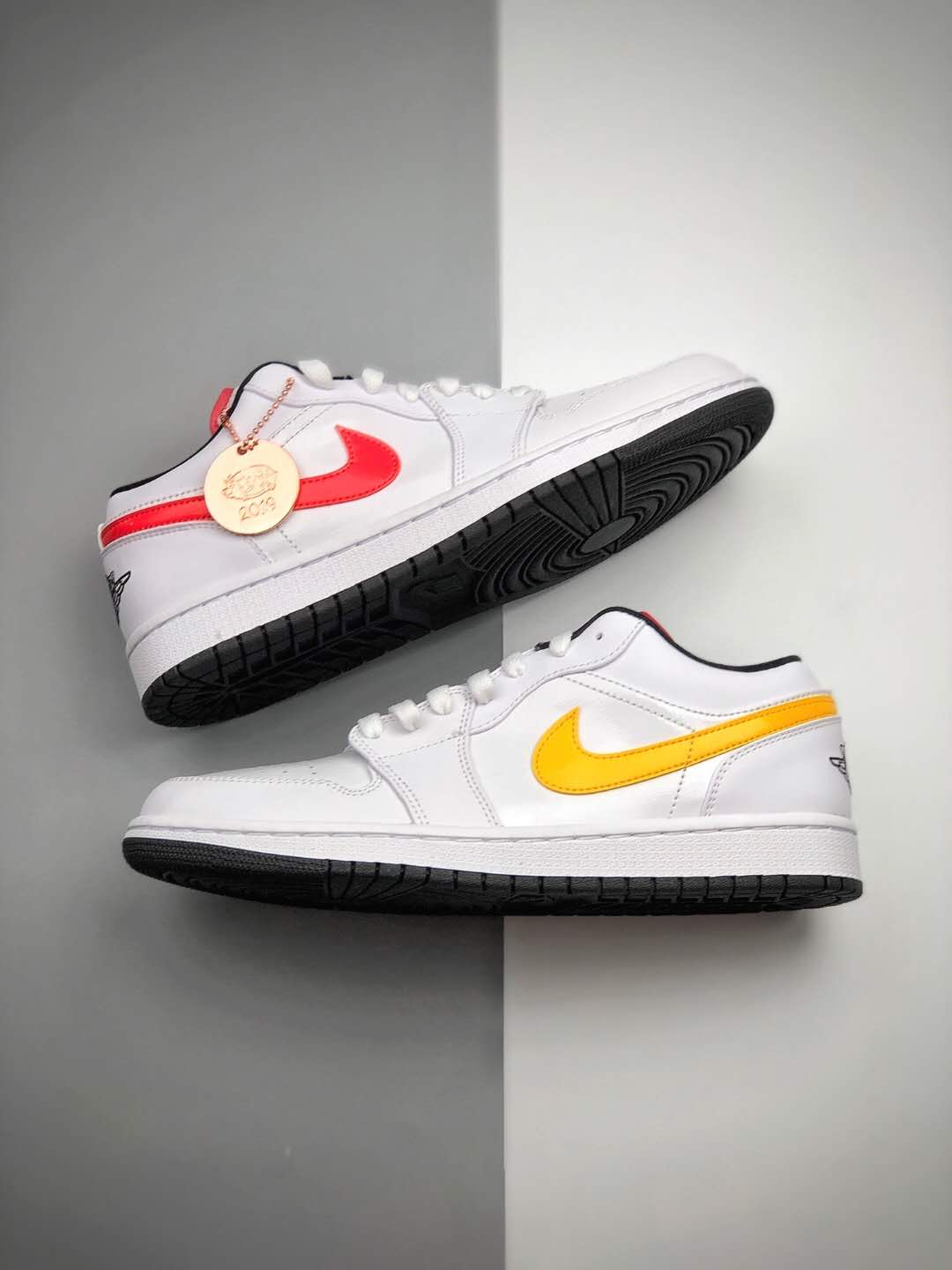 Air Jordan 1 Low 'Multi-Color Swoosh' CW7009-100 - Trendy Low-Top Sneaker