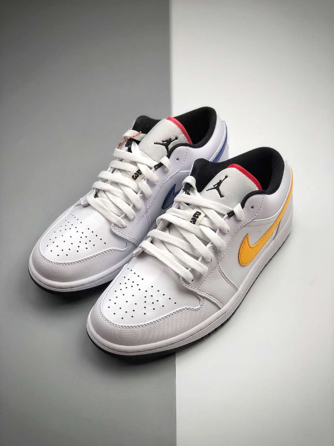 Air Jordan 1 Low 'Multi-Color Swoosh' CW7009-100 - Trendy Low-Top Sneaker