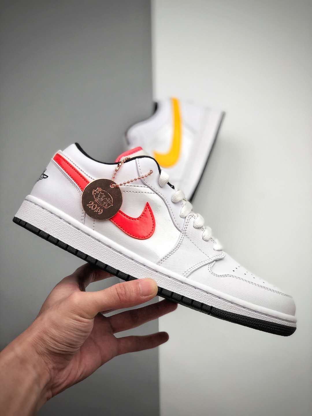 Air Jordan 1 Low 'Multi-Color Swoosh' CW7009-100 - Trendy Low-Top Sneaker