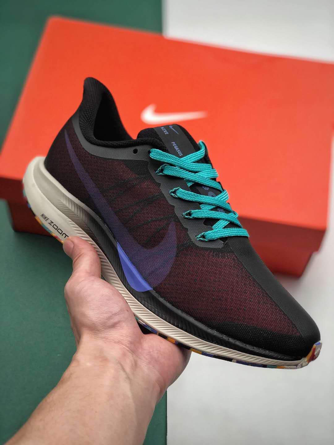 Nike Zoom Pegasus 35 Turbo Multicolor Black Purple Green - AJ4115 004