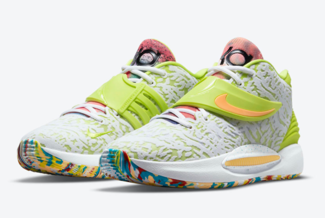 Nike KD 14 White/Lime Green-Multi-Color CZ0170-101 - Sleek and Vibrant Basketball Shoes