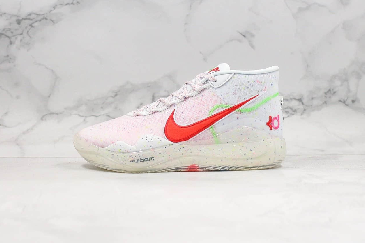 Nike Zoom KD 12 EP White Multi Color Red AR4230 118 - Latest Basketball Shoes from Nike