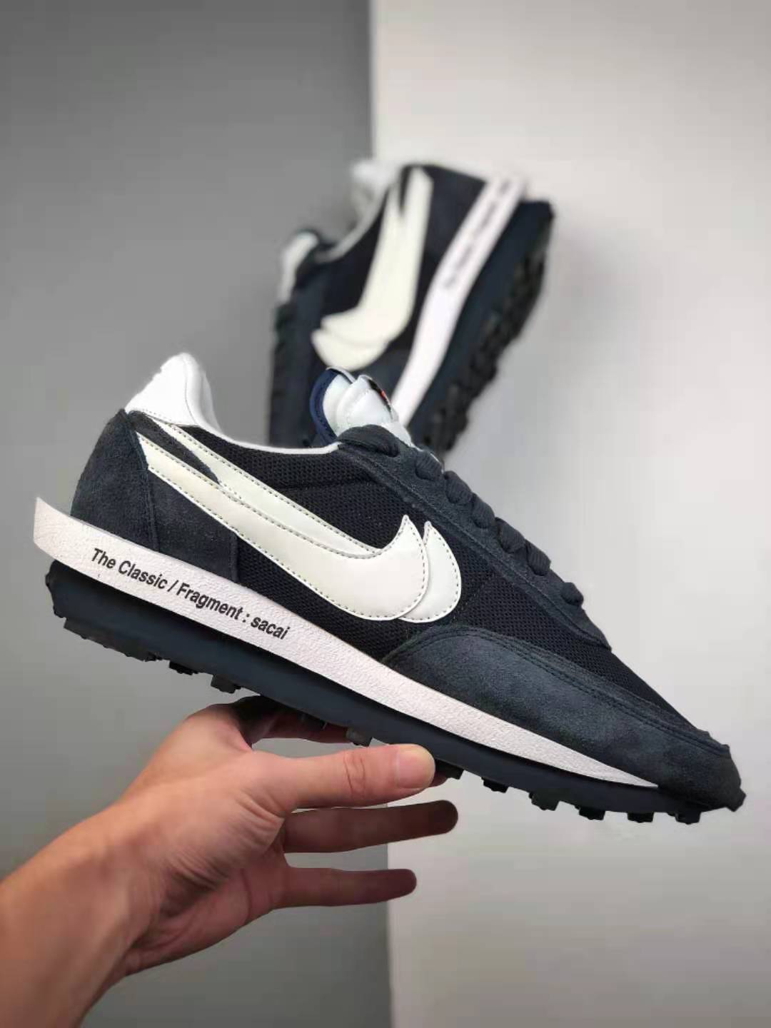 Nike Fragment Design x sacai x LDV Waffle 'Blackened Blue' DH2684-400: Exclusive collaboration with sleek design (80 characters)