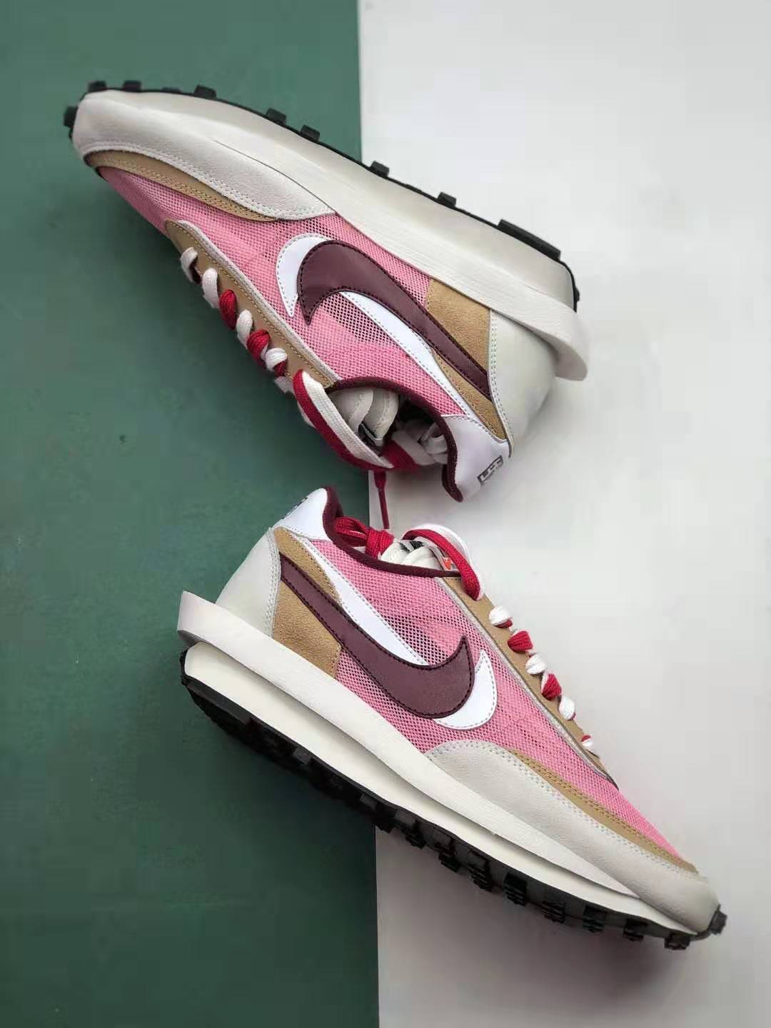 Get Stylish in Sacai x Nike LDV Waffle Daybreak Swoosh Pink Grey White Red BV0073 500!