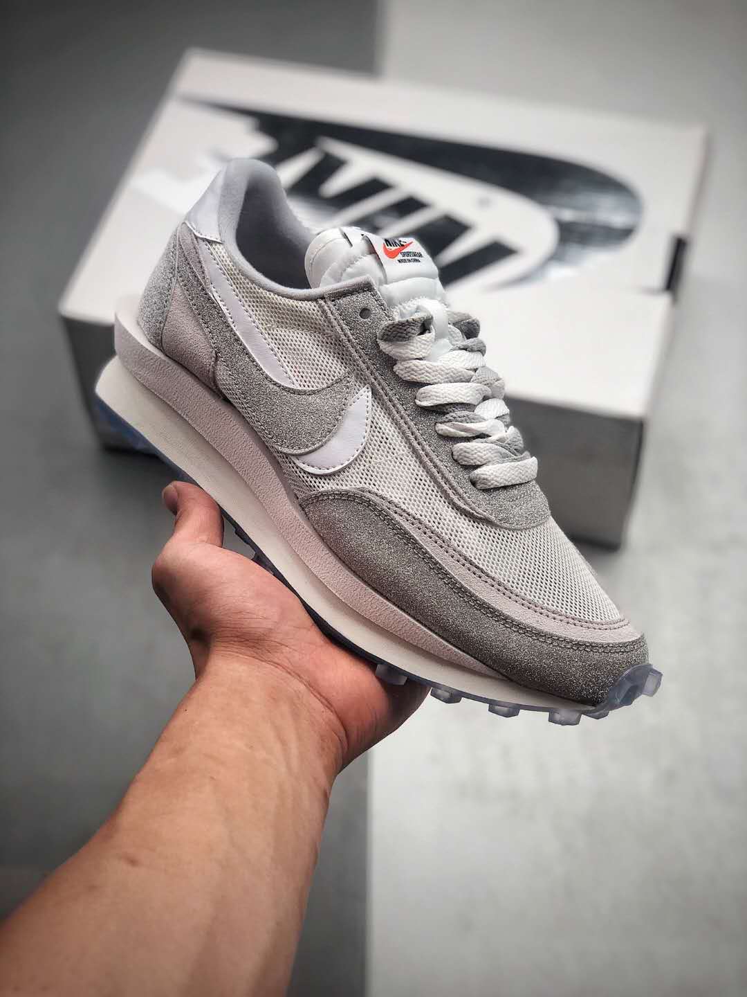 Get Stylish in Sacai x Nike LDV Waffle Daybreak Swoosh Pink Grey White Red BV0073 500!