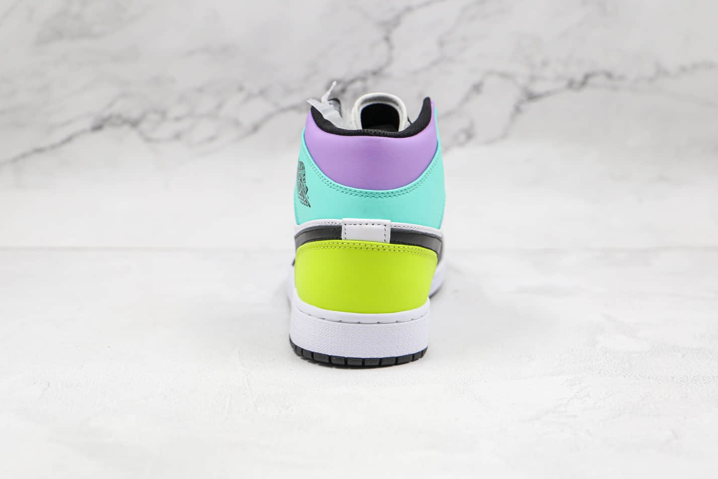 Air Jordan 1 Mid Green Purple White Black Shoes 554724-175 - Stylish and Comfortable Sneakers for Men