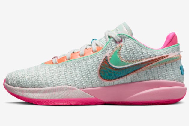 Nike LeBron 20 'Barely Green' Sneakers | Medium Soft Pink | DJ5423-300
