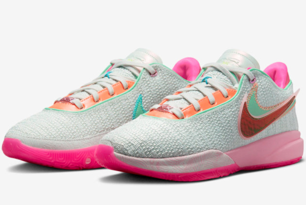 Nike LeBron 20 'Barely Green' Sneakers | Medium Soft Pink | DJ5423-300