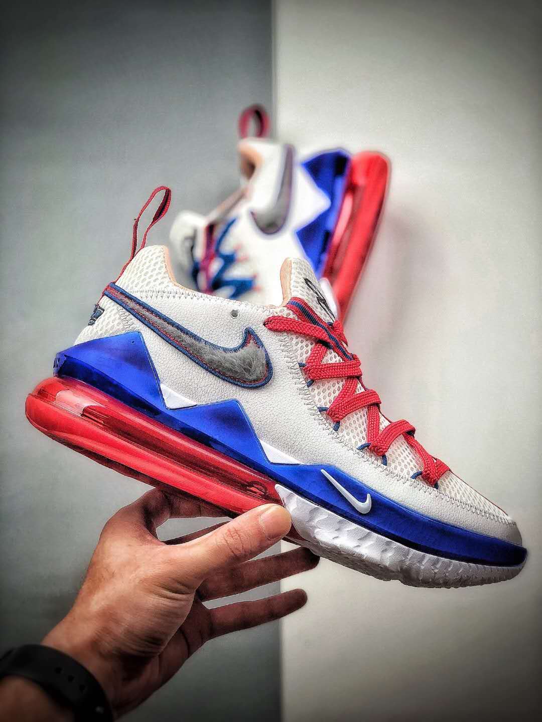 Nike Lebron 17 Low Pre-heat Tune Squad White Royal University Red Game CD5007-100 | High-performance Basketball Shoes
