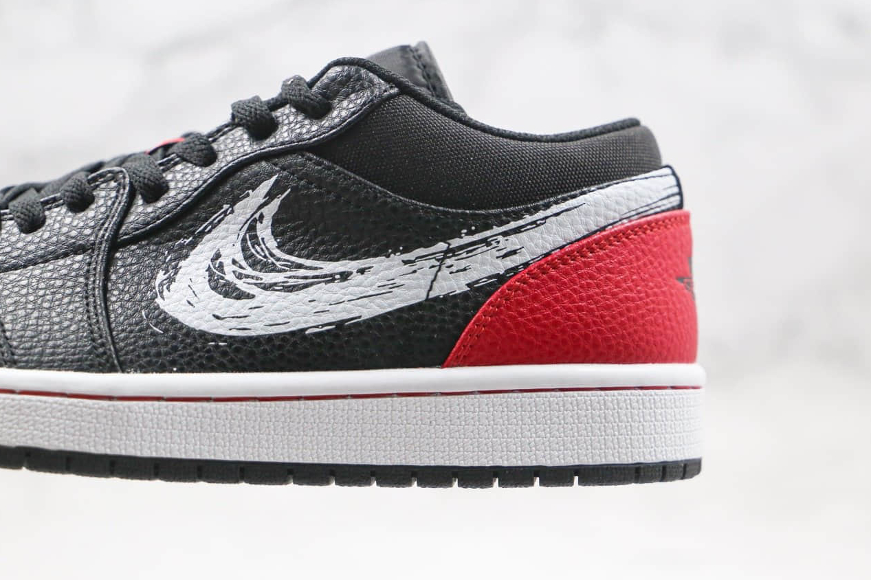 Air Jordan 1 Low 'Brushstroke Swoosh - Black Red' - Limited Edition Sneakers