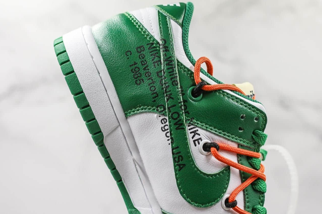 Nike OFF-WHITE x Dunk Low 'Pine Green' CT0856-100: Stylish collaboration with vibrant color scheme