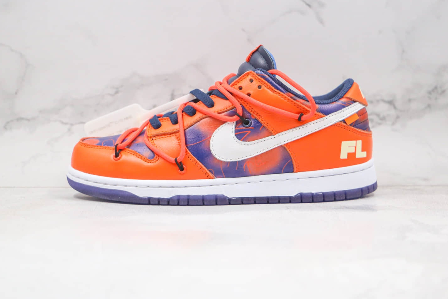 OFF-WHITE x Nike SB Dunk Low Orange Perple White Shoes CT0856-801 - Premium Collaboration Dunk with Eye-Catching Colors!